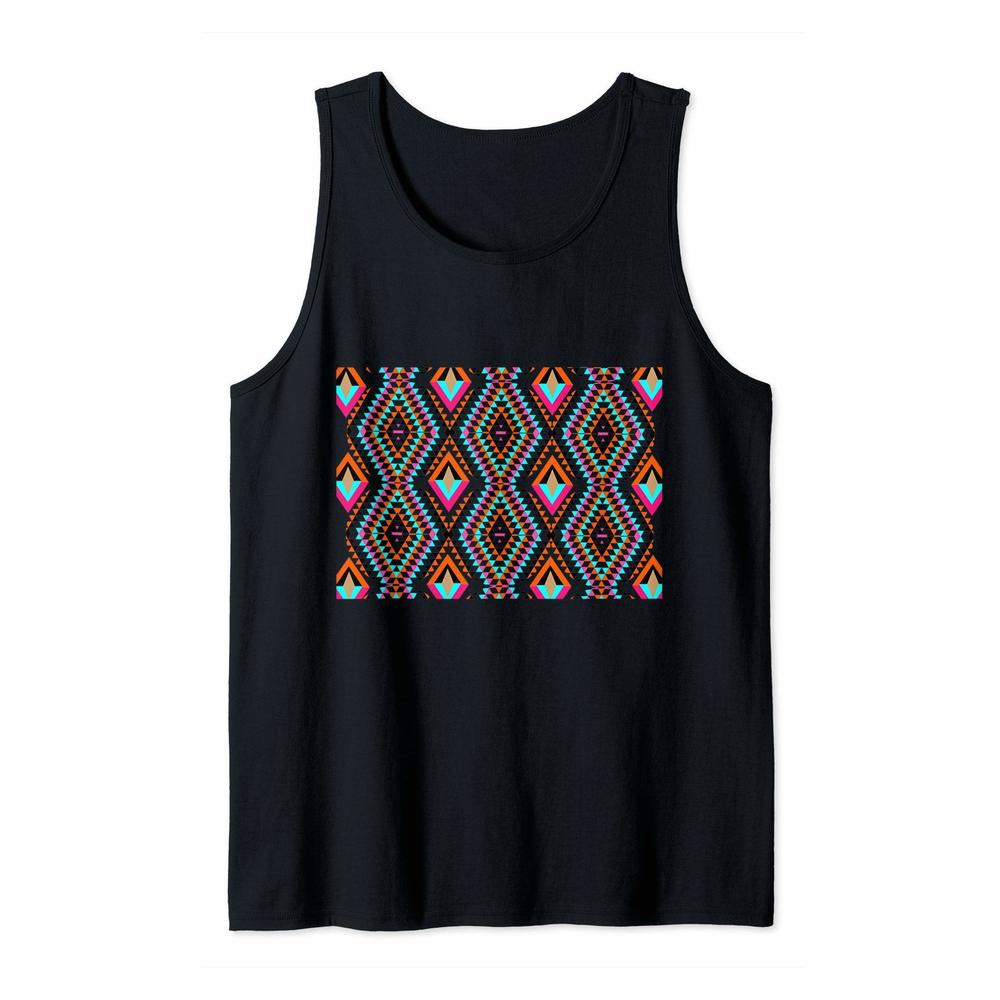 Geometric Aztec Tribal Fusion Pattern Block Tank Top